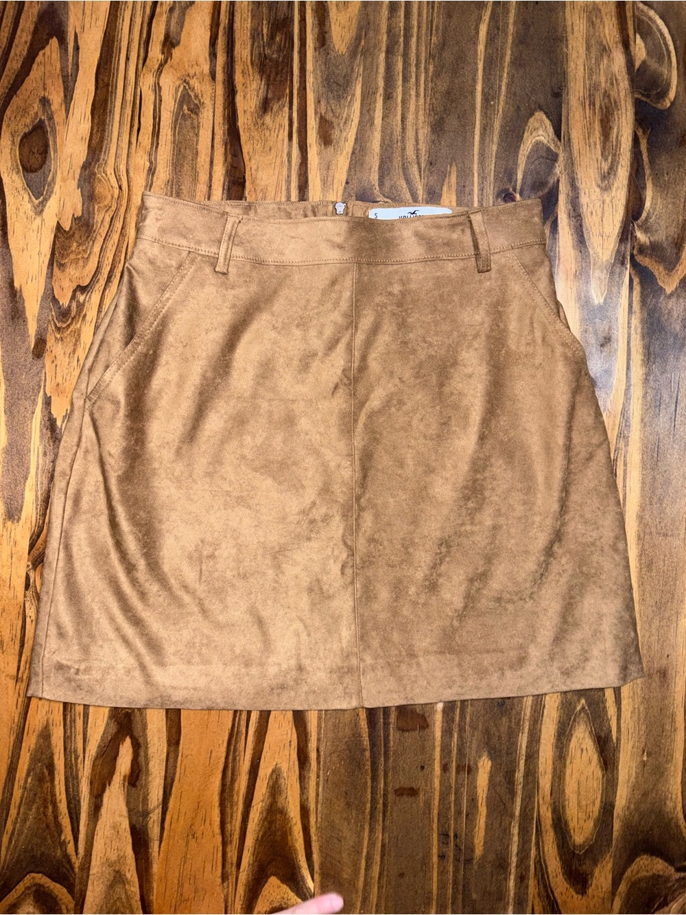 NEW Hollister Skirt Small brown Ultra High Rise Suede A Line Mini Women - Picture 3 of 6